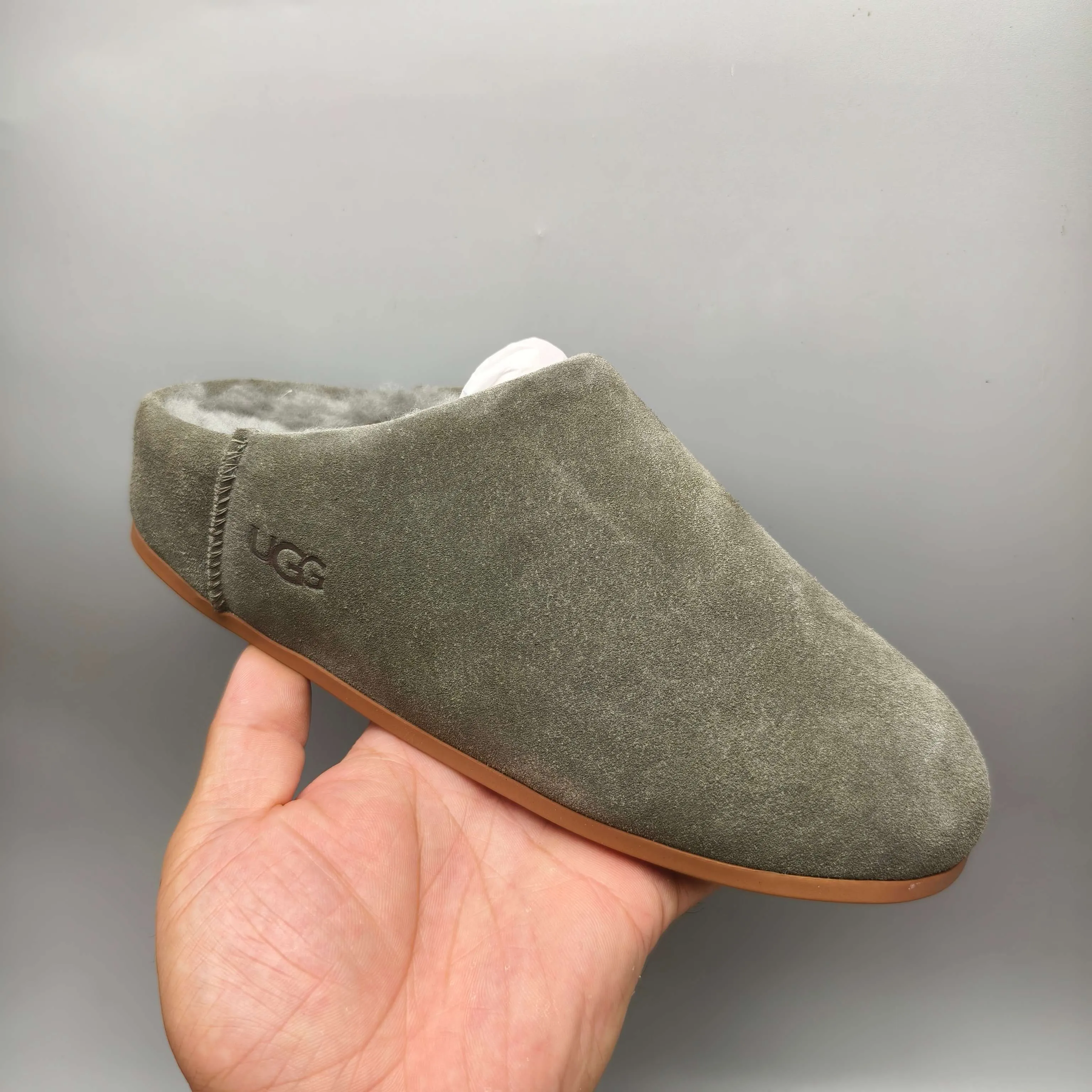 💰440 UGG sheepskin all-in-one snow boots 1390 home slip-on casual shoes Color: Maroon Black Sand Green Matching Size: 35-40